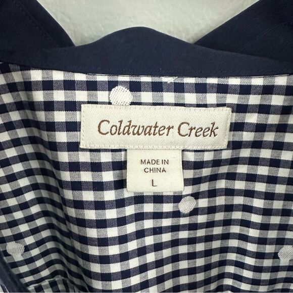 Coldwater Creek Blue White Checkered Picnic Tunic Shirt Size Large - Picture 12 of 14